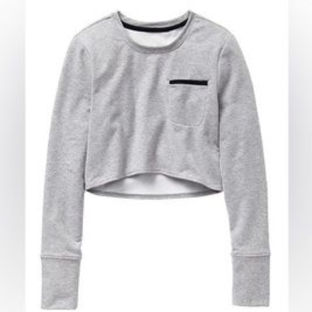 Athleta Long Sleeve Crop Top with Black Trim